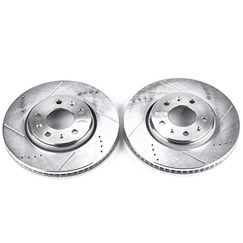 Power Stop AR82103XPR Evolution Front Drilled & Slotted Rotor Pair For Cadillac STS 2005-2008, Cadillac Seville 2003-2004 [Model Specific]