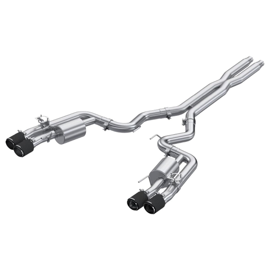 2024+ MBRP For Mustang GT (S650) 3in Cat-Back Quad Tip - 4in Carbon Fiber Tips