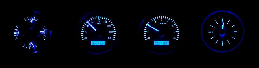 Dakota Digital VHX-68F-TOR-K-B Analog Dash Gauge System with Compatible 1968-69 Ford Torino, Fairlane and Ranchero, Black Alloy Style, Blue Backlighting