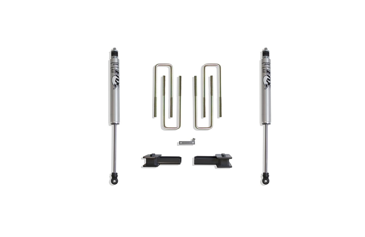 Part# 903120F MaxTrac SUSPENSION'S is A Rear Box KIT Including 2" Lift Blocks, U-Bolts & A Pair of Fox 2.0 Performance Series Rear Shocks
