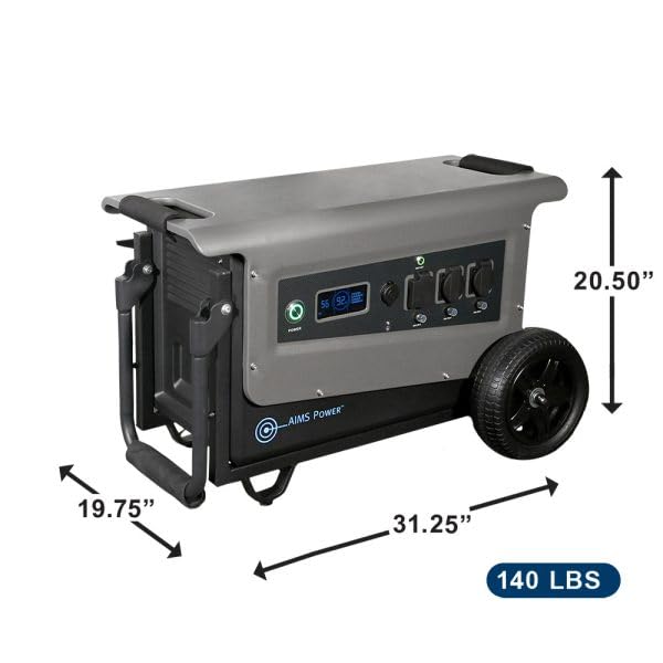 3.1 kWh Portable Solar Generator 30 Amp Output Lithium Battery | Solar & Grid Inputs