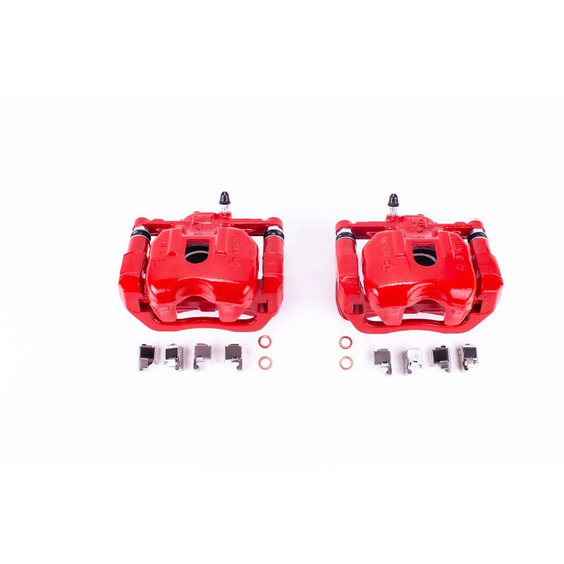 Power Stop Pair of High-Temp Red Powder Coated Front Calipers For Toyota RAV4 1996-2000 [Model Specific]