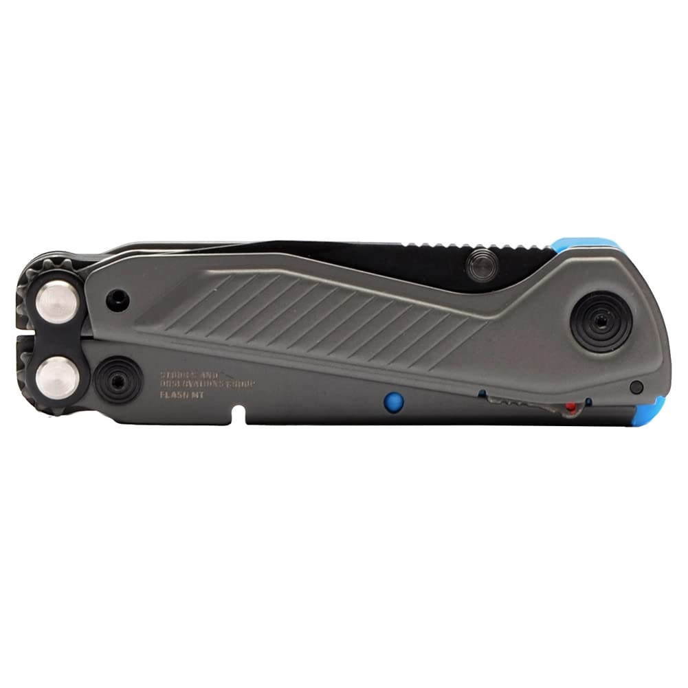 SOG Everyday Daily Solution EDC Compact Pocket Size Flash MT Multi-Tool, D2 Steel, 7 Tools, Stainless-Steel Housing, Urban Gray & Cyan