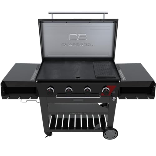 36" Charbroil Performance Series Deluxe Propane Gas Griddle with Cart 4 Burner Flat Top Grill, Black - 463285924