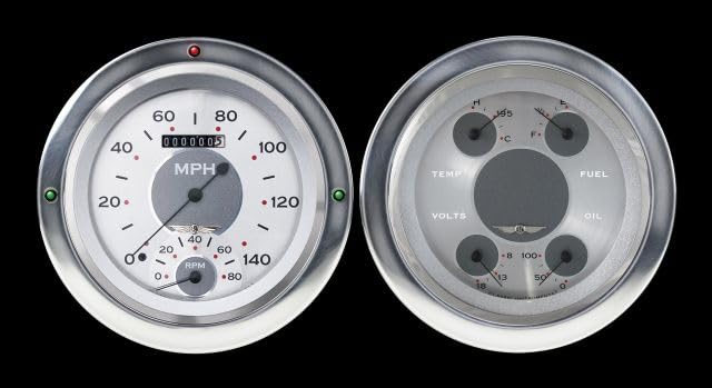 Classic Instruments All American CT54AW62-LS Direct Fit Gauge Package LS Swap 4 5/8" Speedometer with Built-in Tach and Quad Gauge Fits 1954-1955 Chevy Truck