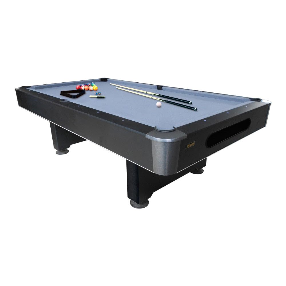 Mizerak 8' Dakota Slatron Billiard Pool Table Includes Two Cues, Billiard Ball Set, Triangle, Brush, and Chalk
