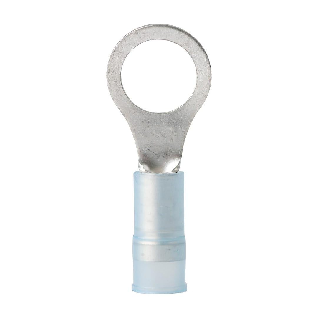 Ancor Marine Grade 210215 Electrical Nylon Insulated Double Crimp Funnel Entry Ring Terminals with Insulation Grip (16 to 14-Gauge, Size 5/16 Screw, 25-Pack)