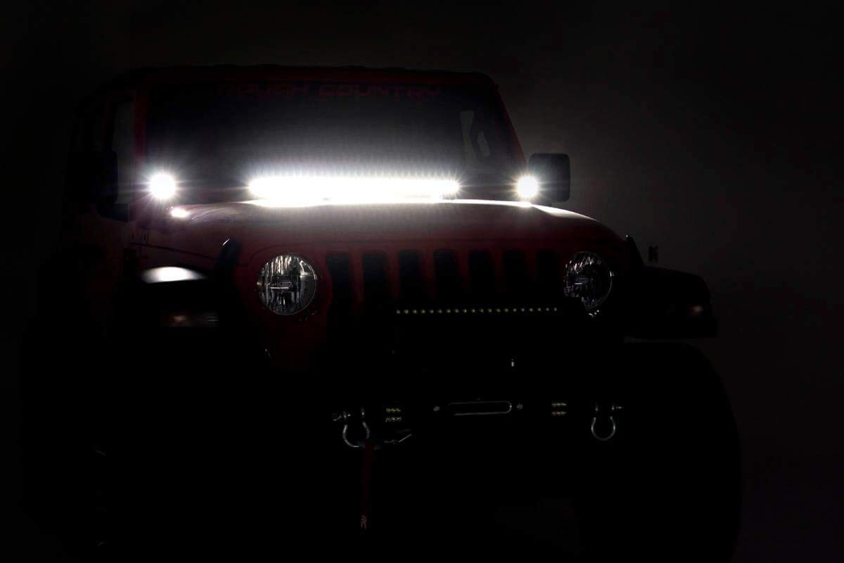 30" Rough Country Black Series LED Hood Light Kit for 18-23 Jeep JL/JT - 70054