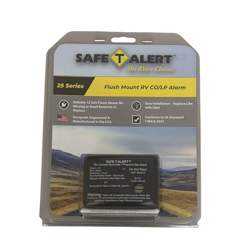 25 Series Safe T Alert Mini Dual LP/CO Alarm - Propane and Carbon Monoxide Alarm - Surface Mount, Black - 25-741-BL