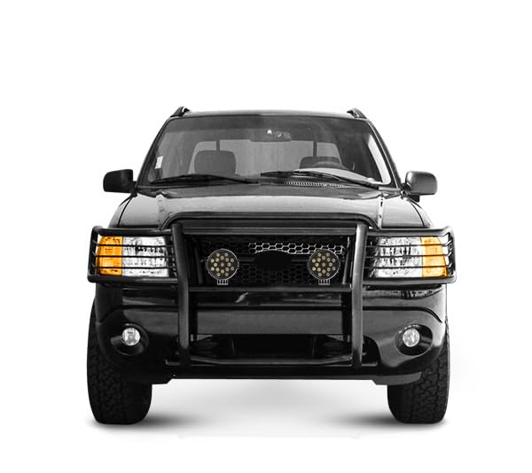 Bumper Guard Modular Black Horse Grille brush Come With pair of 7.0"Dia.LED Lights with Black Trim Rings Compatible with 2002-2005 Ford Explorer-17FJ26MA-PLB
