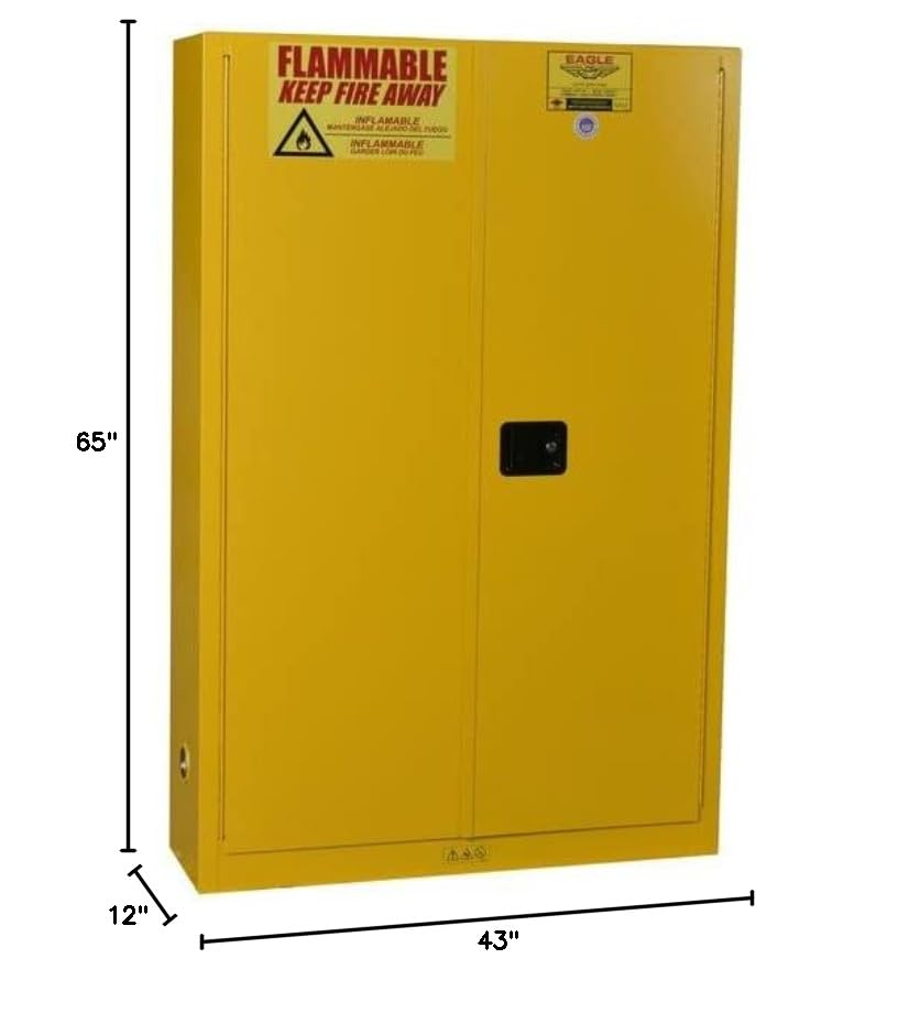 Aerosol Paint Safety Cabinet, 30 Gallon, 5 Shelves, 2 Door, Self Close, Yellow - YPI7710X