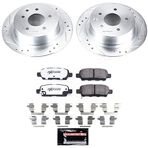 Rear Power Stop K7864-26 Z26 Carbon Fiber Brake Pads with Drilled & Slotted Brake Rotors Kit For Nissan Altima 2007-2010 [Model Specific]