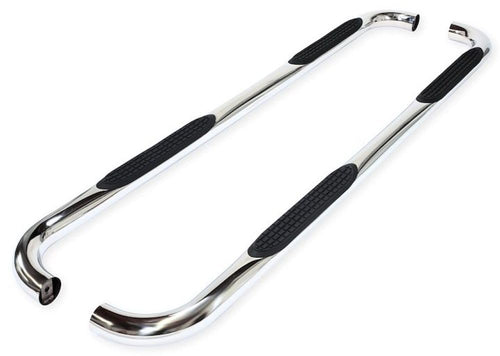 Jeep Gladiator JT 2020-2025 Nerf Bars Polished Stainless Steel 3-Inch Round Bent Rocker Panel Mounted Side Steps with Slip-Resistant Step Pads Curved Ends TrailFX A0063S