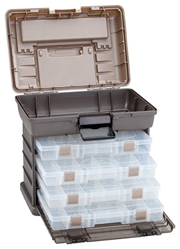 4-By Plano Guide Series StowAway Rack System Tackle Box, Holds 4 3700 Utility Tackle Boxes, Quick-Access Top Storage with DuraView Lid, Durable Construction, Flexible, Adaptable Fishing Box
