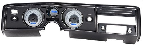 Dakota Digital VHX-69C-CVL-S-B Analog Dash Gauge System with Chevy 1969 Chevelle, Malibu and El Camino, Silver Alloy Style, Blue Backlighting