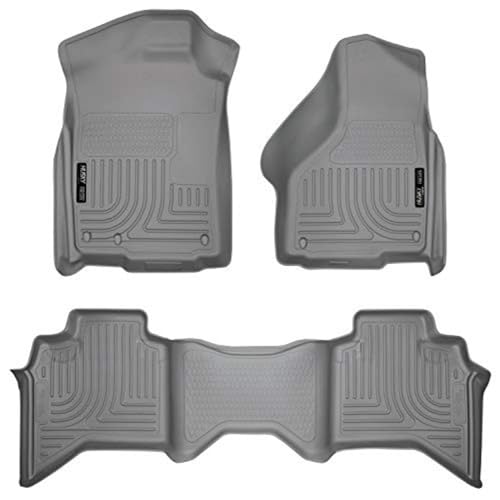 Husky Liners Floor Mats Weatherbeater | Fits 2019-2023 Ram 1500 (Classic Body Only) 2009-2018 Dodge Ram 1500 Quad Cab | Front & 2nd Row, 3-pc Grey - 99012