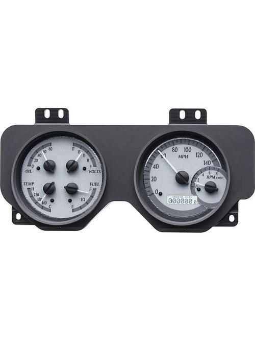 Dakota Digital VHX-69P-FIR-S-W Analog Dash Gauge System Compatible with 1969 Pontiac Firebird Silver Alloy Blue Backlighting