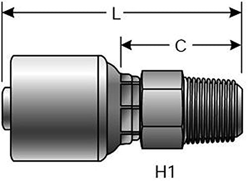 Gates MegaCrimp 10G-8MP XBULK Couplings, Male Pipe, Zinc Plated Carbon Steel, 2.95", 5/8" ID (Pack of 100)