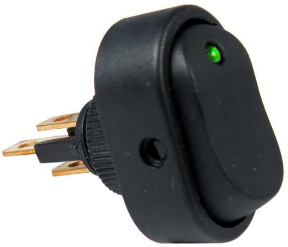 Peterson Illuminated Green PMV5587PT Oblong, Rocker 25A/12V.5 Mount .25B