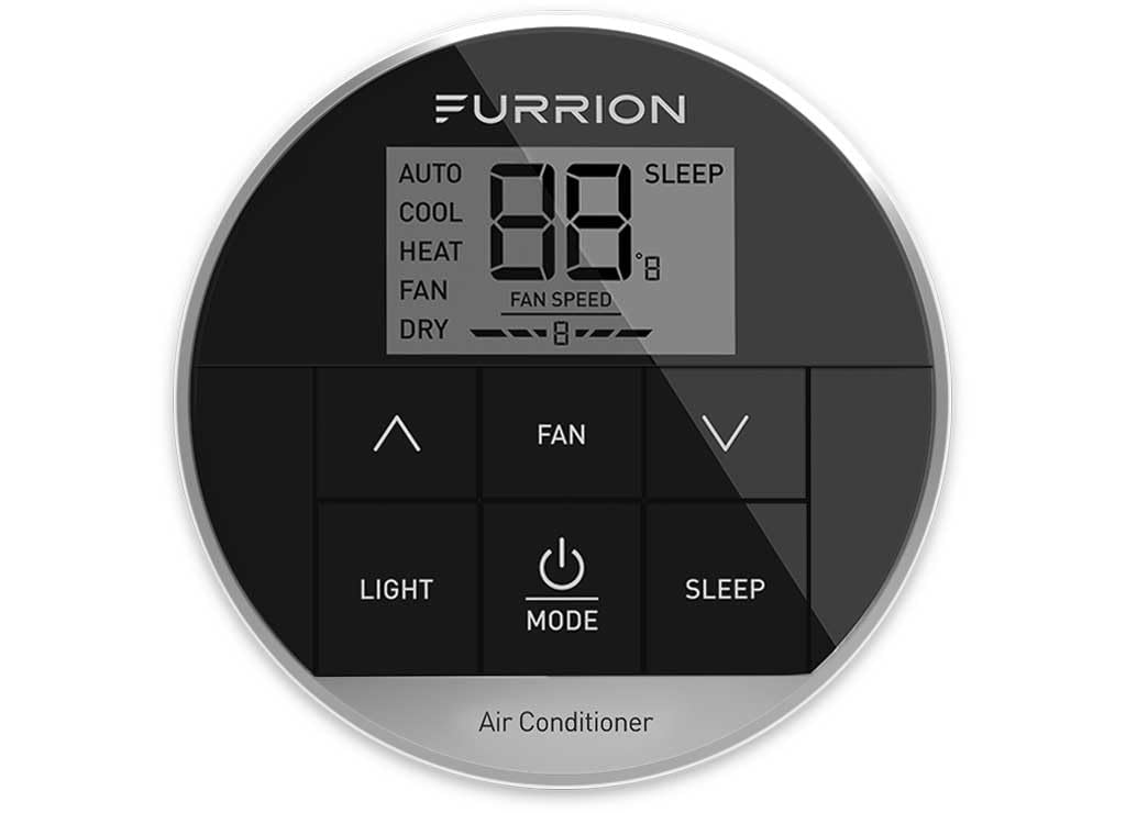 Furrion Chill Basic Single-Zone Backlit LED Wall Thermostat - Black, 2 Fan Speeds, Compatible with Furrion HE Air Conditioners - FACW10ESSA-BL