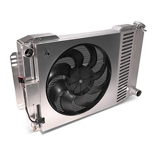 Slim-Fit PFM Radiator, Direct Fit Series, 28-7/64 in W x 18-1/2 in H x 4 in D, Single Pass, Driver Side Inlet, Passenger Side Outlet, Aluminum, Natural, Manual Transmission, GM F-Body 1967-69, Each