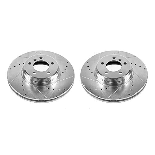 Power Stop EBR695XPR Evolution Front Drilled and Slotted Rotor (Pair) For Land Rover Range Rover 2003-2005 [Model Specific]