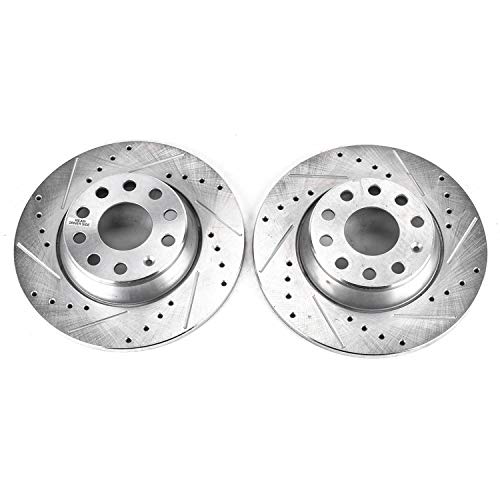 Rear Power Stop EBR899XPR Evolution Drilled & Slotted Rotor Pair For Audi A3, Audi A3 Quattro, VW GTI, VW Jetta, VW Passat, VW Tiguan [Model Specific]