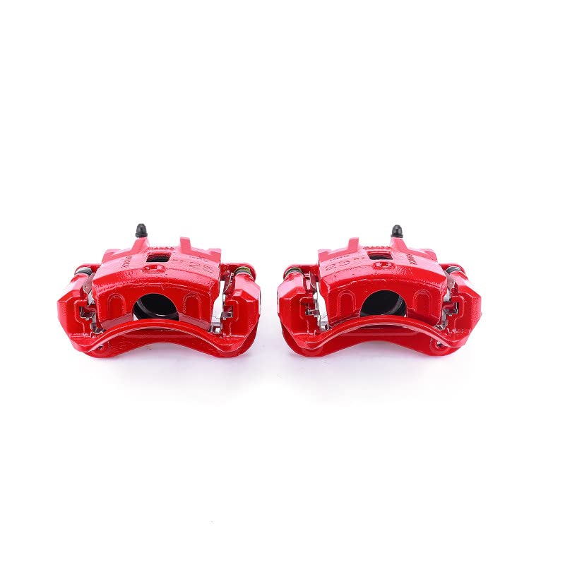 Power Stop Pair of High-Temp Red Powder Coated Front Calipers For Hyundai Sonata 1999-2004, Kia Magentis 2001-2002, Kia Optima 2001-2002 [Model Specific]