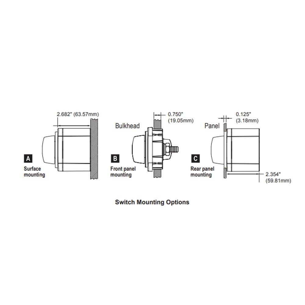 Blue Sea Systems m-Series Mini Battery Switch 6008200 3 Position Selector, Black