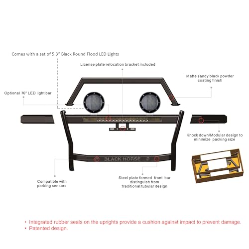 Rambler Black Horse Grille Guard Kit Modular Black Compatible with 2025-2025 Ram 2500-RAG1R04-K1PLFB