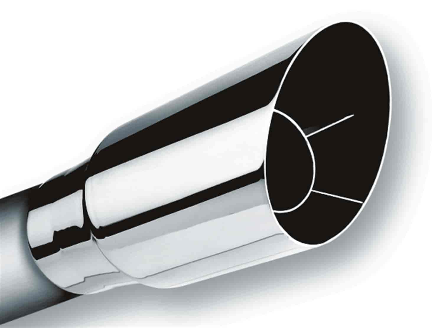 20120 BORLA Exhaust Tip 2.5" Inlet - 3.5" Single Round Straight-Edge Angle-Cut Intercooled Outlet - 9" Long Exhaust Tip. Set Screw Mounting Method. Set Screw Included.