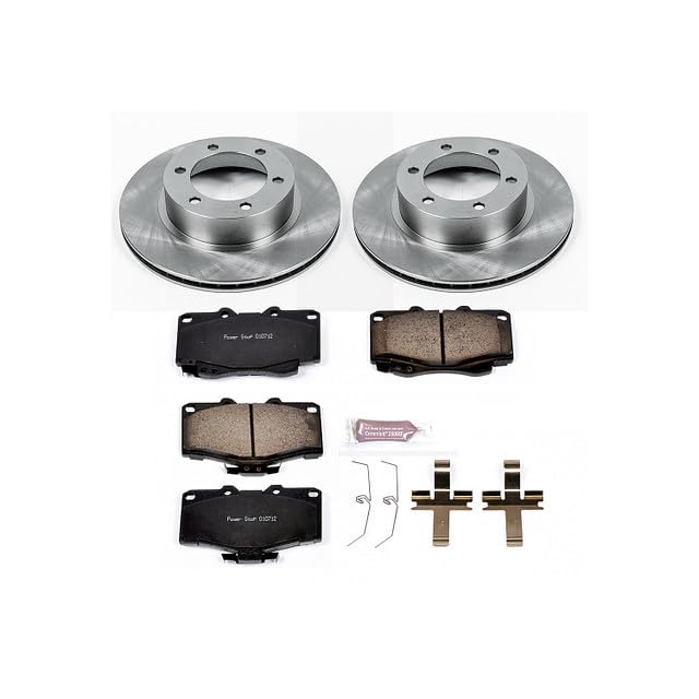 POWERSTOP Autospecialty KOE1236 Front Replacement Brake Kit-OE Brake Rotors & Ceramic Brake Pads For Toyota 4Runner 1995-2002, Toyota Tacoma 2004 [Model Specific]