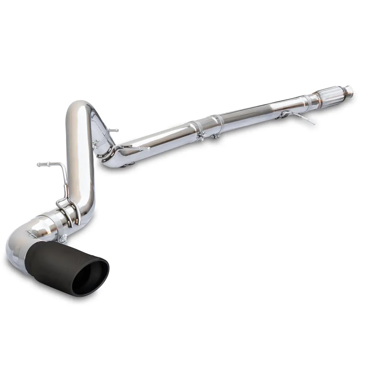 304 Stainless Steel Cat-Back Performance Exhaust Kit 2020-2022 GM 3.0L Duramax - Single Exit Polished Tubes Black Ceramic Coated Tips
