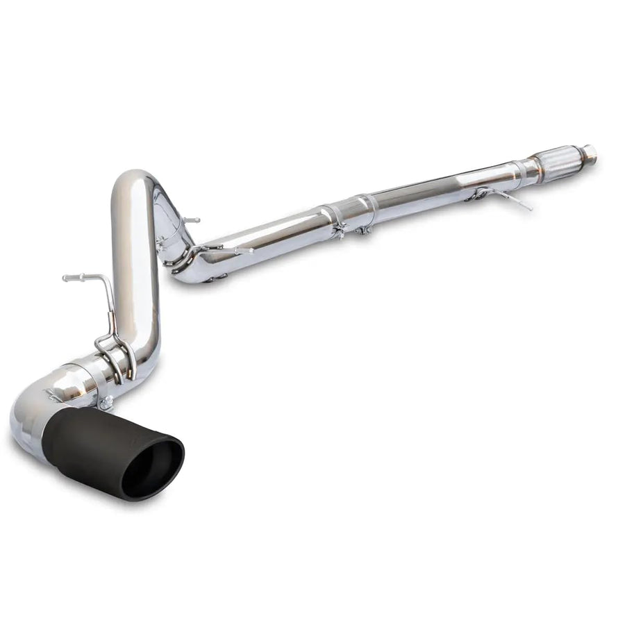 304 Stainless Steel Cat-Back Performance Exhaust Kit 2020-2022 GM 3.0L Duramax - Single Exit Polished Tubes Black Ceramic Coated Tips