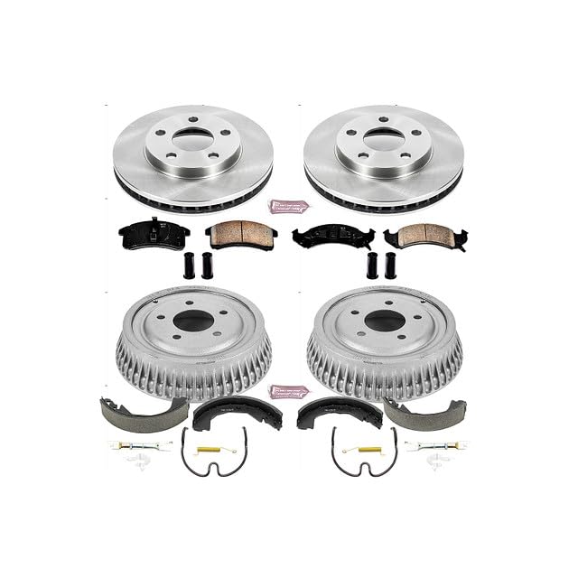 Power Stop Autospecialty KOE15122DK Front and Rear Replacement Brake Kit-OE Brake Drums & Ceramic Brake Pads For LeSabre, Chevy Lumina APV, Oldsmobile Silhouette, Pontiac Trans Sport [Model Specific]