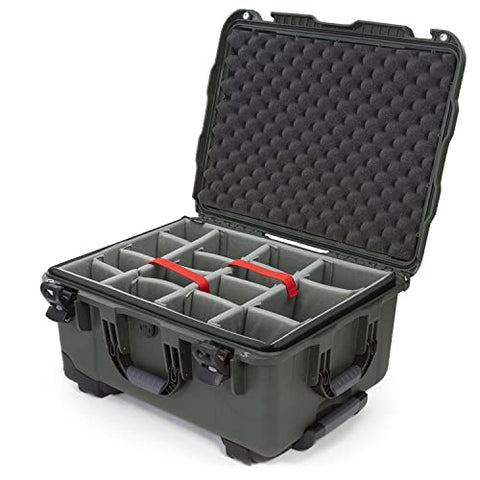 NANUK Waterproof Hard Case 950 with Wheels and Padded Divider, Olive