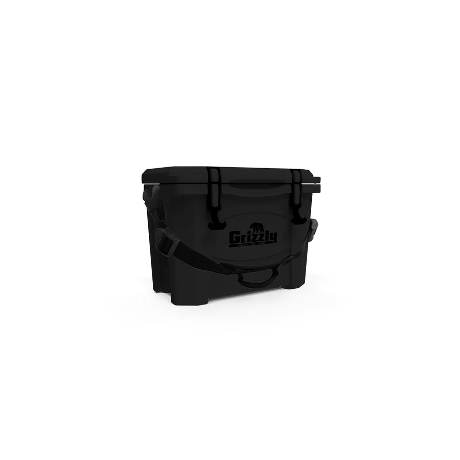 15 Cooler Grizzly, 15 qt Ice Chest Durable Rotomolded Insulated, Made in USA, Warranty for Life, for Beach Boat Camping Fishing Hunting, G15, Blackout