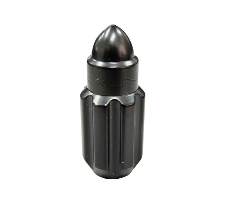 NRG Innovations M12 x 1.5 Steel Lug Nut Set NRG-LN-LS500BK-21 Bullet Shape, Anodized Finish 21 Pc Black with Lock Key