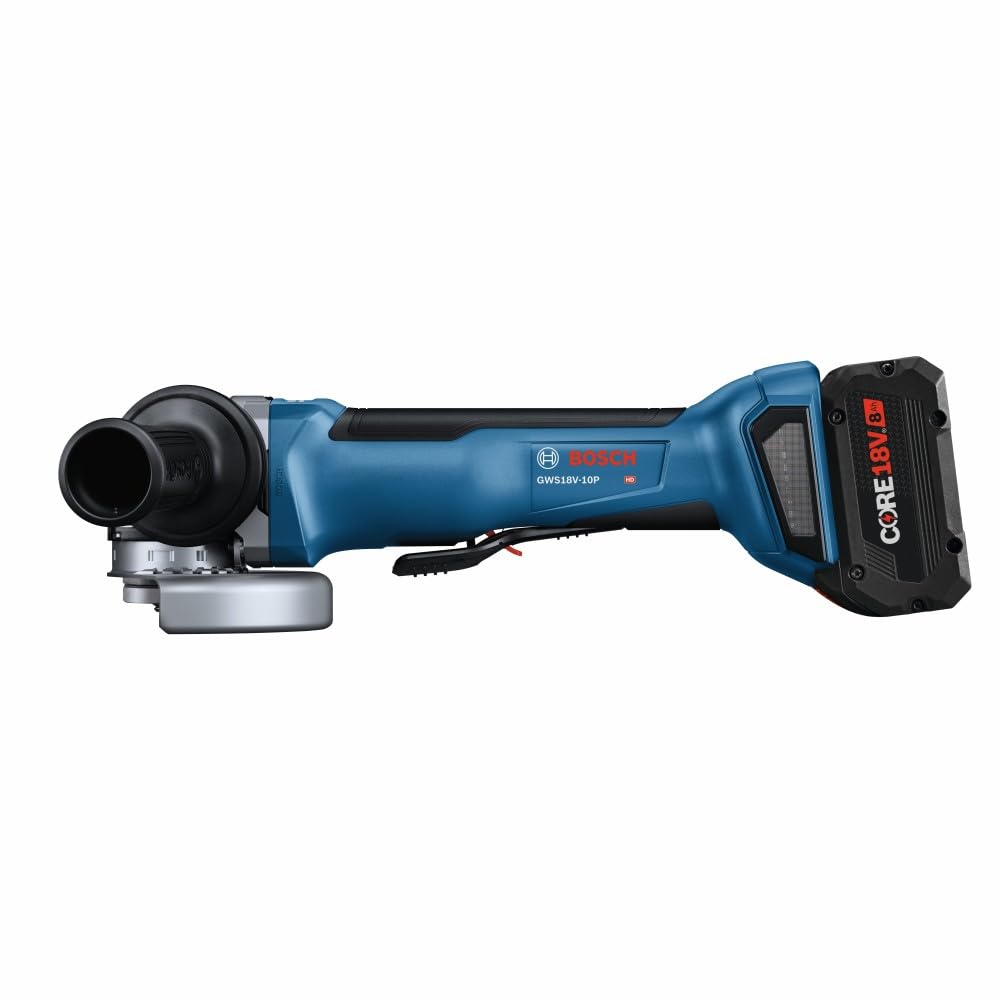 Bosch GWS18V-10PB14 18V Brushless Angle Grinder Kit 4-1/2 – 5 In. with No Lock-On Paddle Switch and (1) CORE18V® 8 Ah High Power Battery