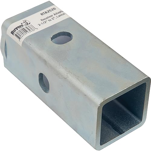 RTA2520 Buyers Products 2-1/2" Receiver Tube Adapter with Lance Stop, Corrosion Resistant Zinc, Slotted 5/8" Hitch Pin Holes, .22" x 2.50" Steel Tubing, Towing/Rental Accessories, Pin Sold Sep.