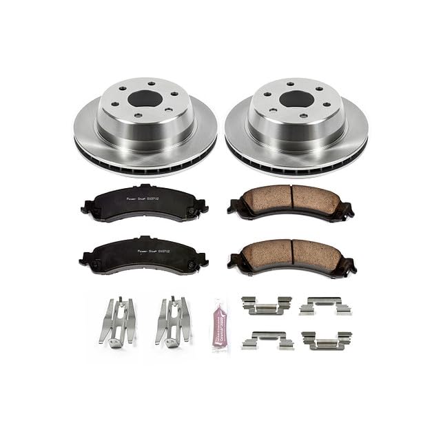 POWERSTOP Autospecialty KOE2046 Rear Replacement Brake Kit-OE Brake Rotors & Ceramic Brake Pads For Cadillac Escalade | Chevy Silverado Suburban Tahoe | GMC Sierra Yukon XL