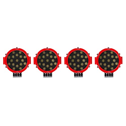Atlas Roll Bar Black Horse Incl. Pair of 7.0" Dia. Led Lights w/Red Trim Rings Stainless Steel Compatible with 2019-2022 Ford Ranger-ATRB8SS-PLR