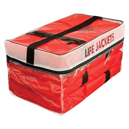 Kent Absolute Outdoor Clear Storage Bag with Type II Life Jackets, 4 Each (Adult, Orange)
