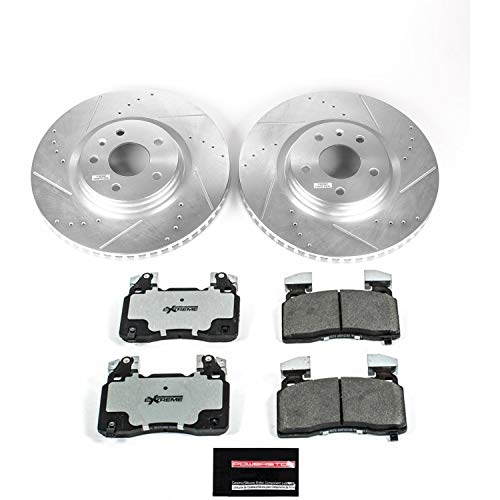 Power Stop K6534-26 Z26 Carbon Fiber Brake Pads with Drilled & Slotted Brake Rotors Kit For Chevrolet Corvette 2014-2019 [Model Specific]