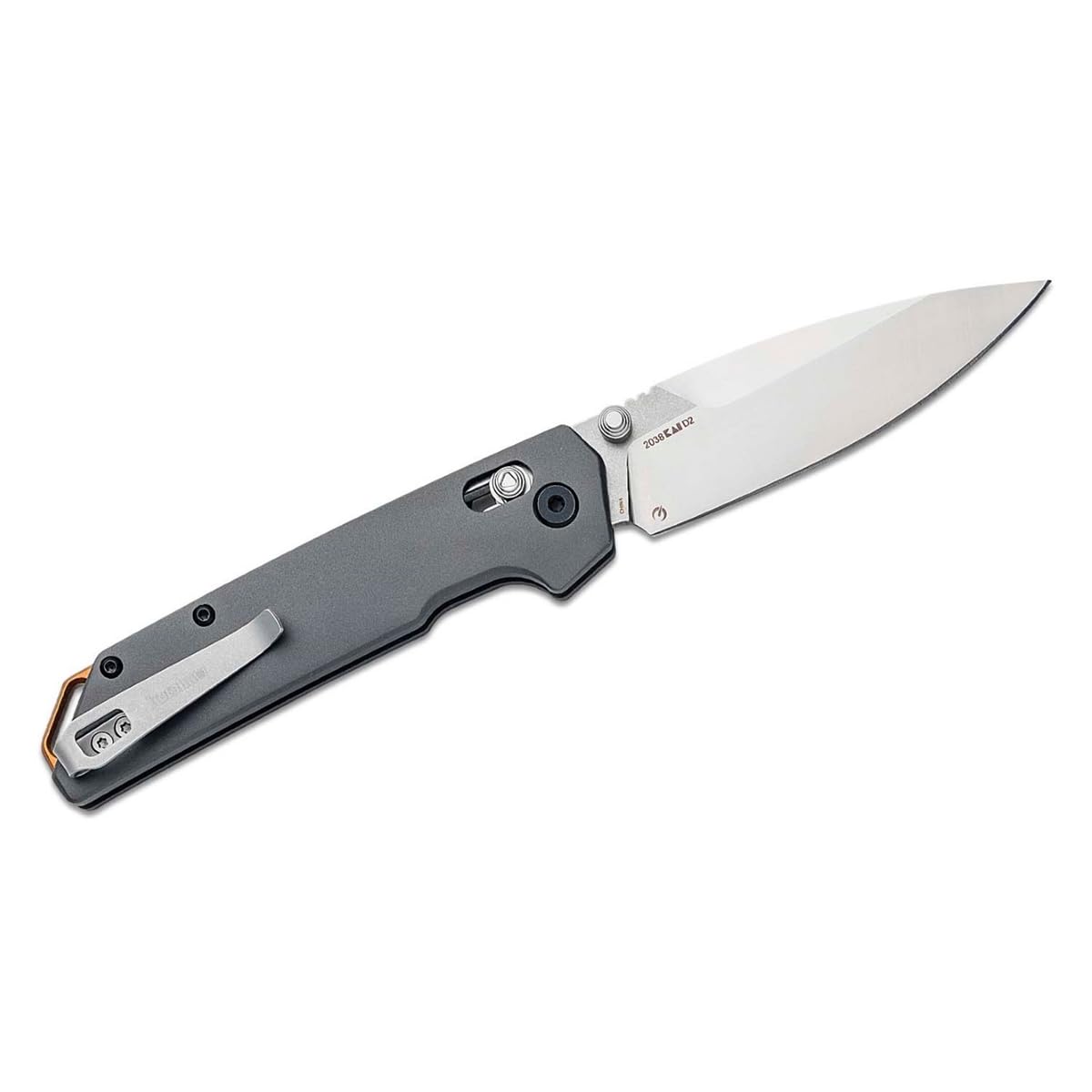 Iridium Kershaw Folding Pocket Knife, 3.4 inch D2 Steel Blade, DuraLock Locking Mechanism, Grey Aluminum Handle, Pocketclip