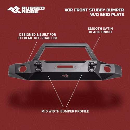 XOR Bumper, Rugged Ridge Front | Mid-Width, Steel, Satin Black | 11541.23 | Fits 2007-2018 Jeep Wrangler JK/JKU