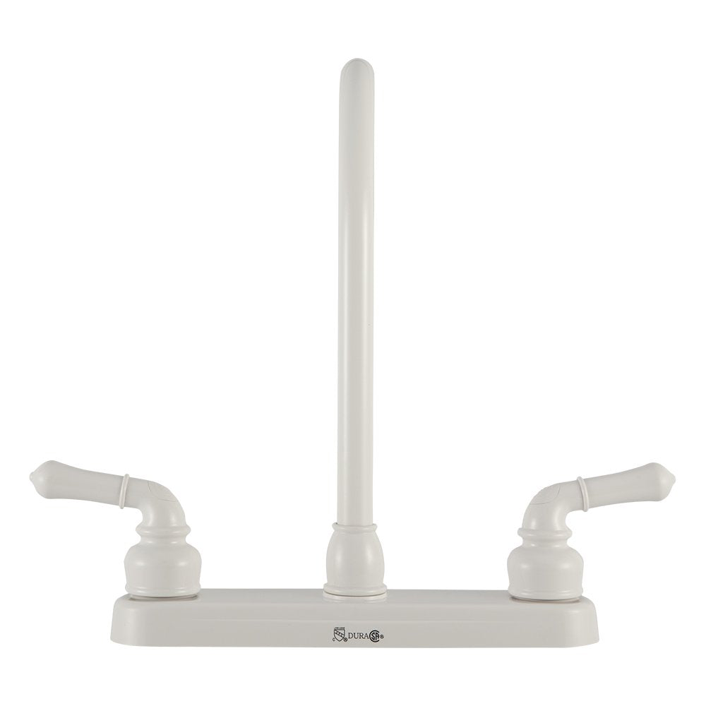 Dura Faucet RV J-Spout Kitchen Sink Faucet DF-PK330HC-WT (White)