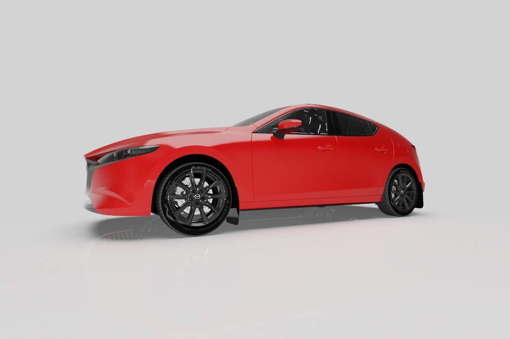 Rally Armor UR Black Mud Flap with Red Logo FITS 2019+ Mazda3 GT Sport Hatch MF61-UR-BLK/RD