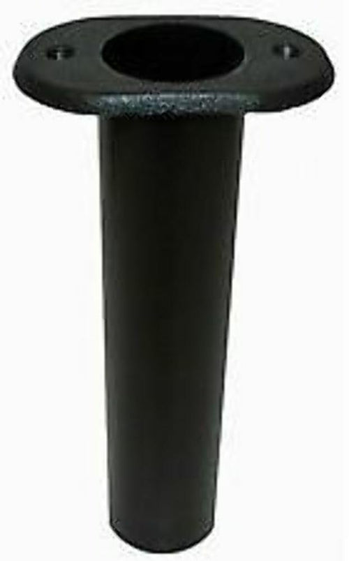 T-H Marine Fishing Rod Holder Flat Top | 9.5" Molded Flush Mounted Rod Holder for Boats with Bottom Drain Hole | 2.5" x 4" Flange Installs in 2" Hole - Black