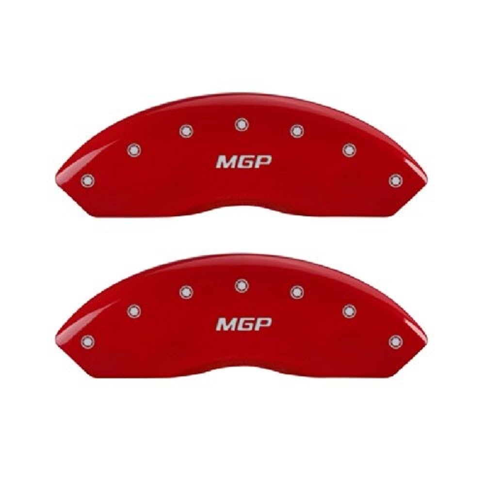 MGP 'MGP' Engraved Caliper Covers 22132SMGPRD with Red Powder Coat Finish and Silver Characters, (Set of 4)